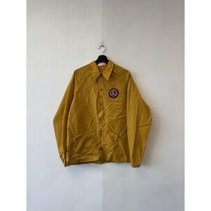 Vintage Don Alleson Jacket Mens XL Yellow Nylon Lions Club Coach Windbreaker